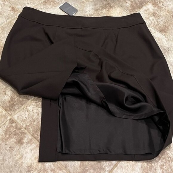 NWT Ann Taylor brown button accent mid rise stretch mini skirt size 14 - Picture 2 of 10